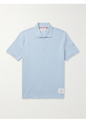 Thom Browne - Logo-Appliquéd Striped Cotton-Piqué Polo Shirt - Men - Blue - 0