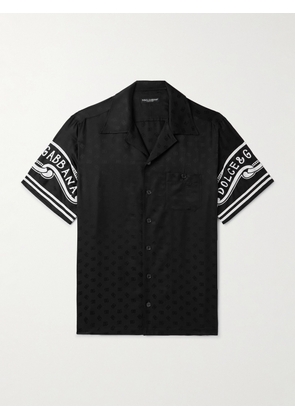 Dolce&Gabbana - Camp-Collar Logo-Print Silk-Twill Shirt - Men - Black - EU 38