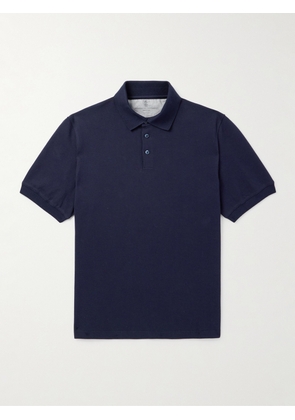 Brunello Cucinelli - Slim-Fit Cotton-Piqué Polo Shirt - Men - Blue - XS