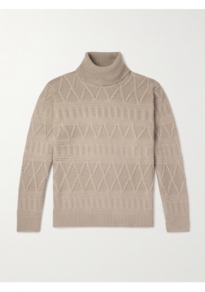 Zegna - Jacquard-Knit Wool Rollneck Sweater - Men - Neutrals - IT 46