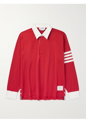 Thom Browne - Logo-Appliquéd Striped Cotton-Jersey Polo Shirt - Men - Red - 0