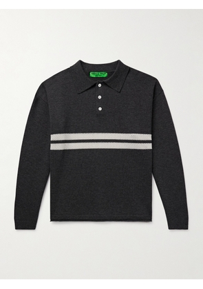 Small Talk - Crochet-Trimmed Merino Wool and Cotton-Blend Polo Shirt - Men - Gray - S