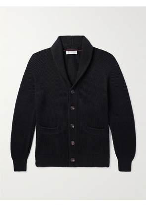Brunello Cucinelli - Shawl-Collar Ribbed Cotton Cardigan - Men - Black - IT 46