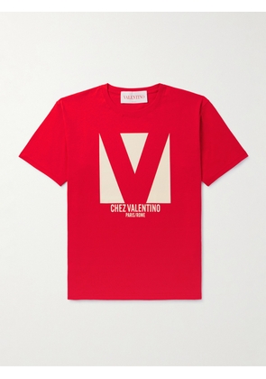 Valentino Garavani - Logo-Print Cotton-Jersey T-Shirt - Men - Red - XS