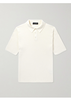 Dolce&Gabbana - Ribbed Cotton Polo Shirt - Men - Neutrals - IT 44