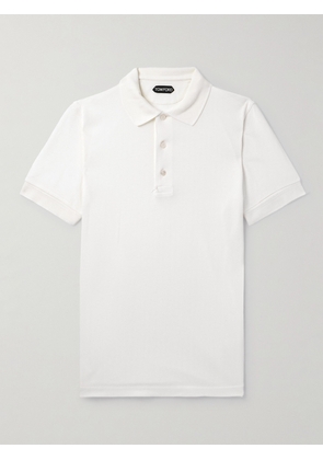 TOM FORD - Lyocell and Cotton-Blend Piqué Polo Shirt - Men - White - IT 44