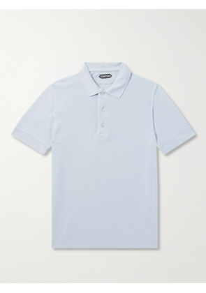 TOM FORD - Lyocell and Cotton-Blend Piqué Polo Shirt - Men - Blue - IT 44