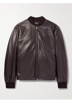 Zegna - Slim-Fit Leather Jacket - Men - Brown - IT 46