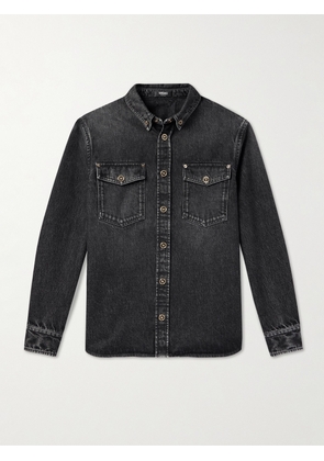 Versace - Button-Down Collar Denim Overshirt - Men - Black - IT 44