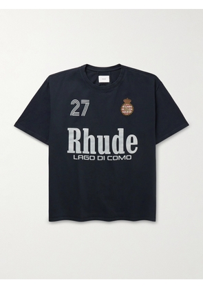 Rhude - Racing Crest Logo-Print Cotton-Jersey T-Shirt - Men - Black - XS