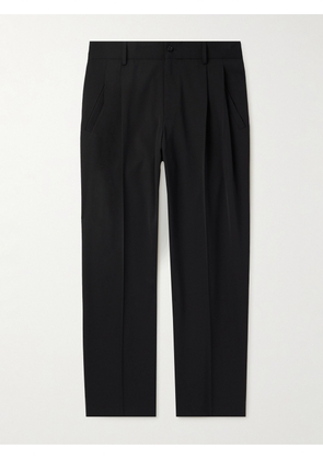 Dolce&Gabbana - Tapered Pleated Virgin Wool-Blend Gabardine Trousers - Men - Black - IT 46