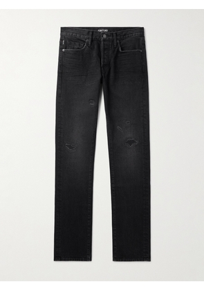 TOM FORD - Slim-Fit Distressed Selvedge Jeans - Men - Black - UK/US 30