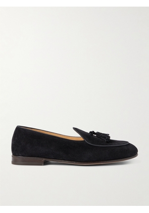 Brunello Cucinelli - Tasselled Leather-Trimmed Suede Loafers - Men - Black - EU 40