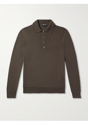 TOM FORD - Merino Wool Polo Shirt - Men - Brown - IT 46