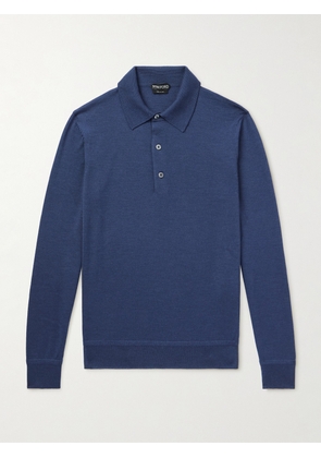 TOM FORD - Slim-Fit Cashmere and Silk-Blend Polo Shirt - Men - Blue - IT 46