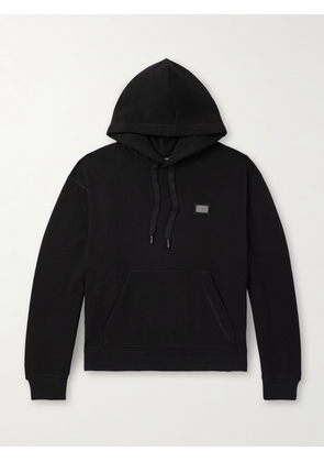 Dolce&Gabbana - Logo-Appliquéd Cotton-Jersey Hoodie - Men - Black - IT 44