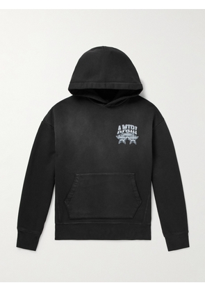 AMIRI - Championship Logo-Print Cotton-Jersey Hoodie - Men - Black - XS