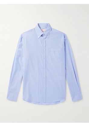 Valentino Garavani - Button-Down Collar Logo-Embroidered Striped Cotton-Poplin Shirt - Men - Blue - EU 37