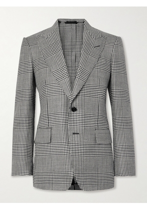 TOM FORD - Dyllan Prince of Wales Checked Stretch Wool, Silk, Linen and Mohair-Blend Blazer - Men - Gray - IT 48