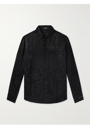 Versace - Baroque Satin-Jacquard Shirt - Men - Black - IT 46