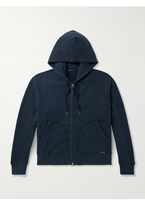 TOM FORD - Slim-Fit Cotton-Blend Jersey Zip-Up Hoodie - Men - Blue - IT 44