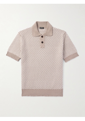 Zegna - Silk, Cotton and Linen-Blend Polo Shirt - Men - Neutrals - IT 48