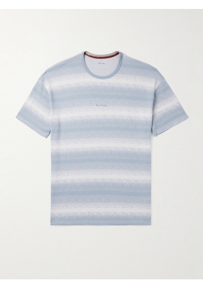 Paul Smith - Logo-Embroidered Striped Cotton and Modal-Blend Piqué T-Shirt - Men - Blue - S