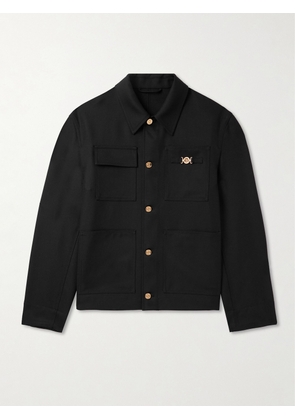Versace - Logo-Appliquèd Wool Shirt Jacket - Men - Black - IT 46