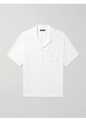 Dolce&Gabbana - Camp-Collar Logo-Embroidered Linen Shirt - Men - White - EU 37