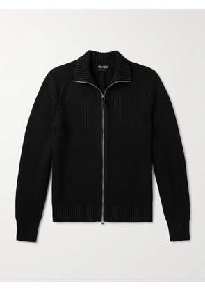 TOM FORD - Slim-Fit Ribbed Silk and Merino Wool-Blend Cardigan - Men - Black - IT 44