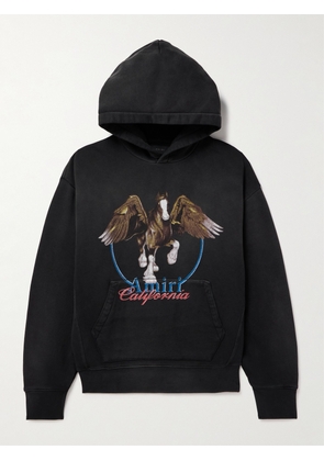 AMIRI - Distressed Logo-Print Cotton-Jersey Hoodie - Men - Black - XS