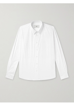 AMI PARIS - Logo-Embroidered Cotton-Poplin Shirt - Men - White - EU 38