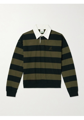 AGOLDE - RSVP GALLERY Logo-Embroidered Striped Cotton Rugby Shirt - Men - Green - S