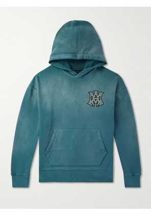 AMIRI - Hollywood Logo-Appliquéd Cotton-Jersey Hoodie - Men - Blue - XS