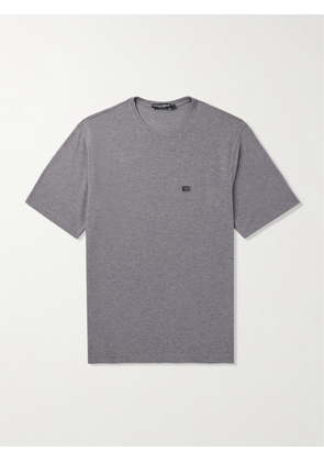 Dolce&Gabbana - Logo-Appliquéd Cotton-Piqué T-Shirt - Men - Gray - IT 44