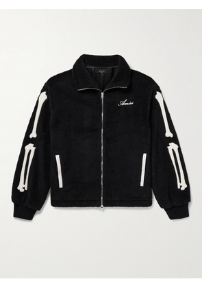 AMIRI - Bones Appliquéd Logo-Embroidered Fleece Jacket - Men - Black - XS