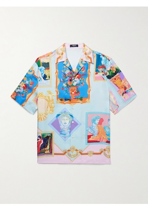 Versace - Camp-Collar Printed Silk-Twill Shirt - Men - Blue - IT 46