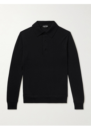 TOM FORD - Slim-Fit Cashmere and Silk-Blend Polo Shirt - Men - Black - IT 46