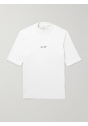 Brunello Cucinelli - Mock-Neck Logo-Print Cotton-Jersey T-Shirt - Men - White - M