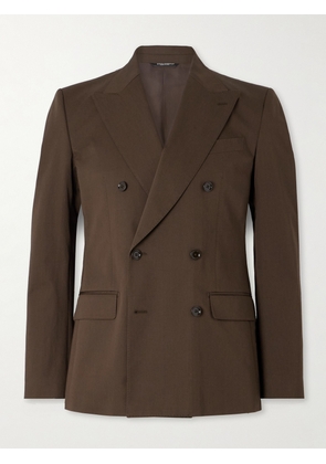 Dolce&Gabbana - Sicilia Double-Breasted Cotton-Blend Gabardine Blazer - Men - Brown - IT 46