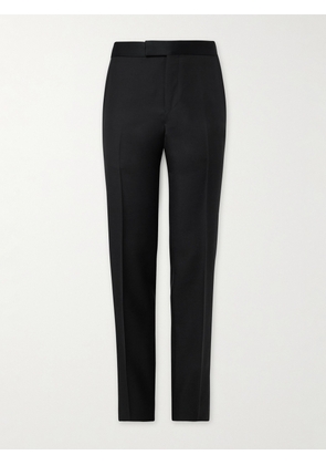 Zegna - Straight-Leg Satin-Trimmed Wool and Mohair-Blend Tuxedo Trousers - Men - Black - IT 46