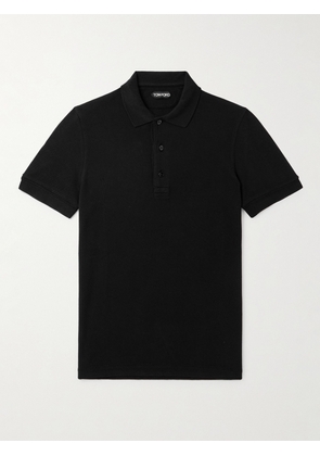 TOM FORD - Lyocell and Cotton-Blend Piqué Polo Shirt - Men - Black - IT 44