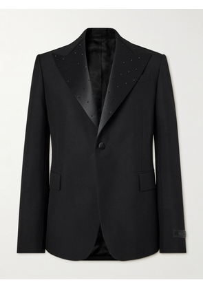 Versace - Slim-Fit Embellished Satin-Trimmed Wool and Mohair-Blend Tuxedo Jacket - Men - Black - IT 46
