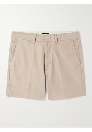 TOM FORD - Slim-Fit Straight-Leg Brushed Cotton-Twill Shorts - Men - Neutrals - UK/US 30
