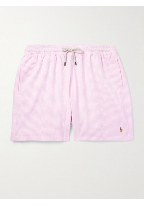 Polo Ralph Lauren - Traveler Straight-Leg Mid-Length Striped Cotton-Blend Seersucker Swim Shorts - Men - Pink - XS