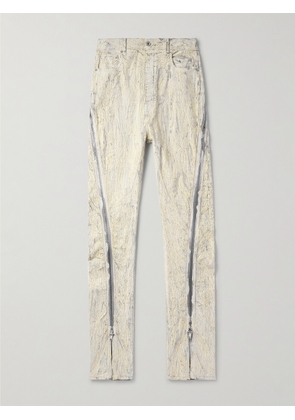 Rick Owens - Bolan Banana Flared Zip-Detailed Metallic Megacrust Jeans - Men - Neutrals - UK/US 30