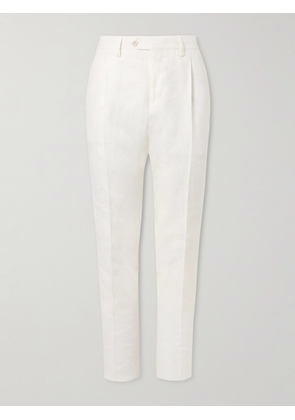 Lardini - Soho Tapered Pleated Linen-Twill Trousers - Men - White - IT 46