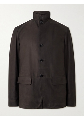 Zegna - Nehru-Collar Nubuck Jacket - Men - Brown - IT 46