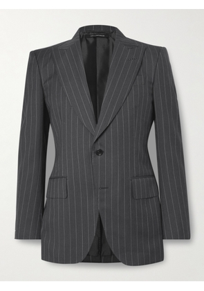 TOM FORD - Slim-Fit Pinstriped Wool and Mohair-Blend Suit Jacket - Men - Gray - IT 46