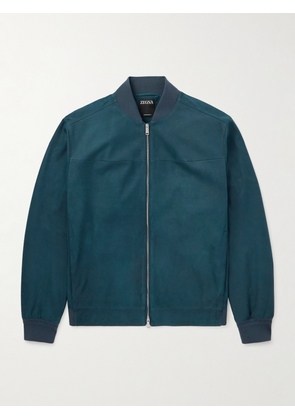 Zegna - Nubuck Bomber Jacket - Men - Blue - IT 46